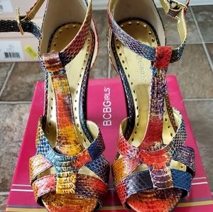 Snake print multi color heel
